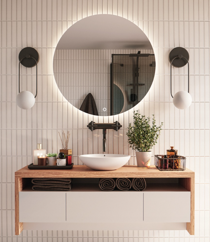 Apvalus LED veidrodis Eos