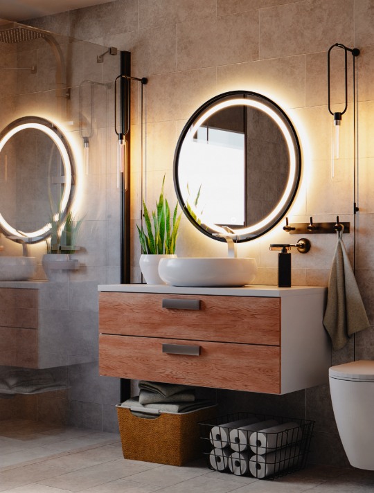 Apvalus LED veidrodis Gaia